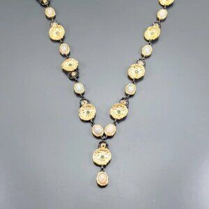 Necklace Handcrafted Natural Opal necklace with Peridot and Emerald accents 925